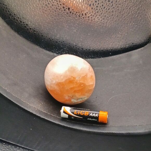 Orange White Polished Stone Egg Paperweight 2.5" Carved Onyx - Picture 6 of 9